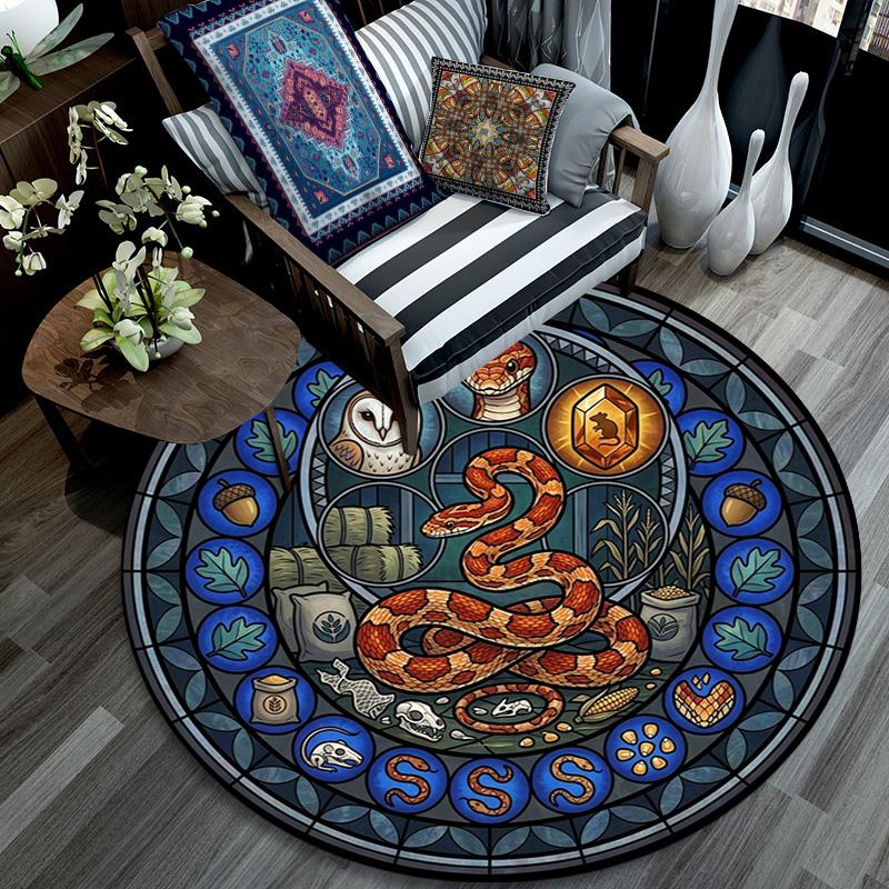 Prehistoric Glass Round Area Rug Under Office Chairs Bedroom Living Room Home Decor