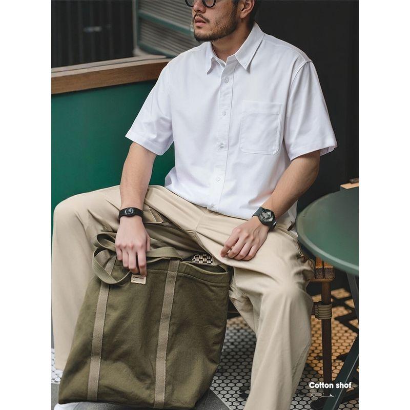 Export to Domestic Sales Orders Exported to Japan Japan fashion Casual All-matching Oxford Cloth White Shirt Short sleeve Men's Summer Men's Shirt