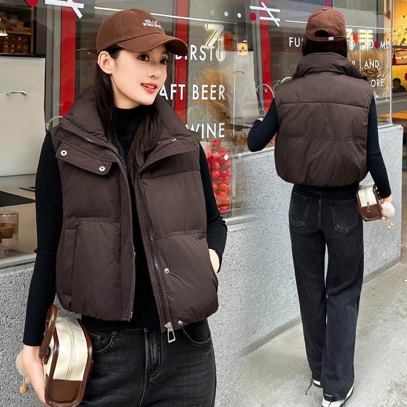 New stand-up collar down cotton vest women's new autumn and winter fashion sleeveless vest versatile short