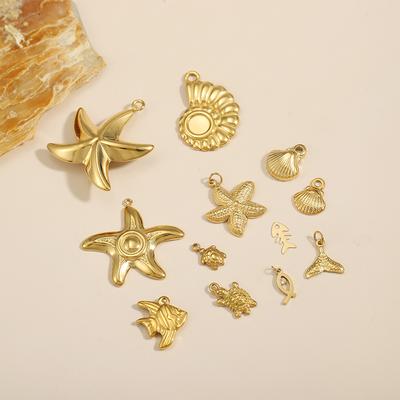CARLIDANA Vintage Starfish Shell Stainless Steel DIY Fish Tail Versatile Turtle Creative Necklace Accessories Various Styles
