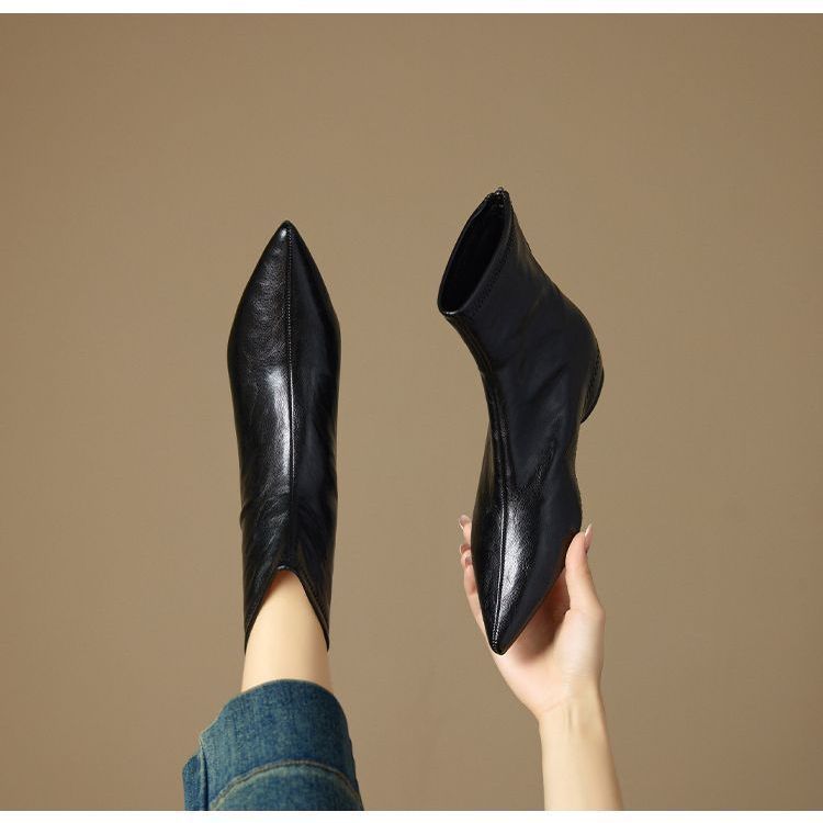Naked boots heightening fashion short boots daily casual elastic boots pointed thin legs long foreign style