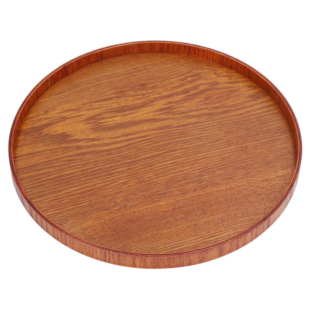 Wood Serving Tray Round Durable Simple Elegant Style Wide Application Glossy Surface Stable