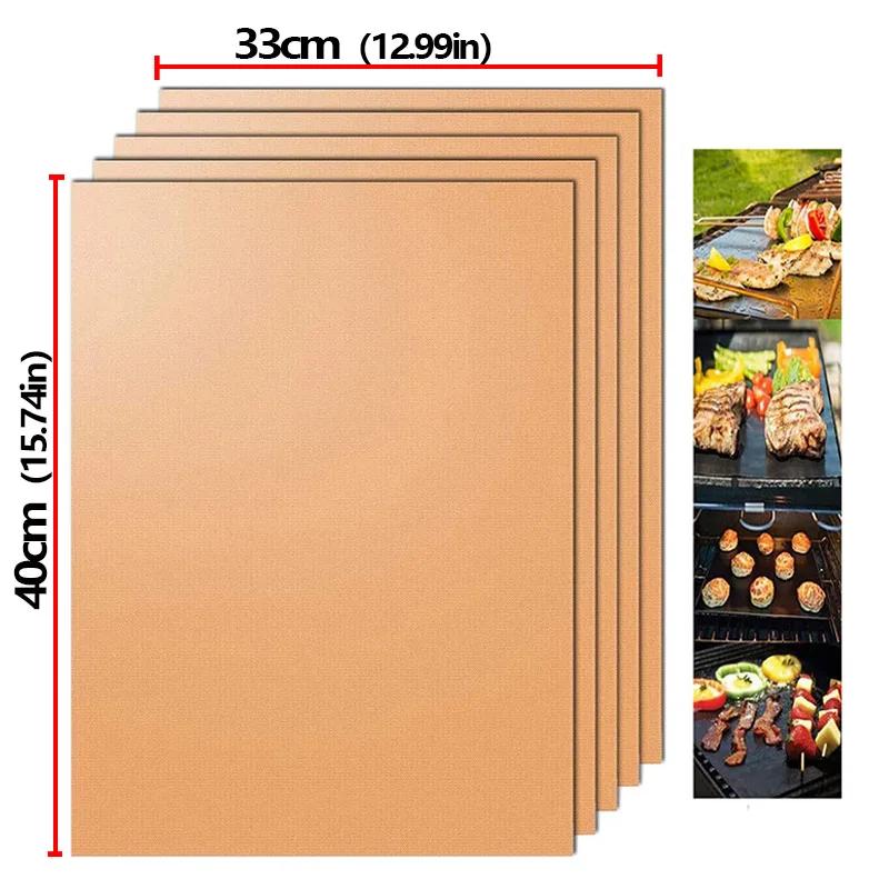 

Non Stick BBQ Grill Liners Oven Grill Heat Resistant Grill Mat Outdoor Baking Reusable Barbecue Party Mat 40x33cm Plate Liner