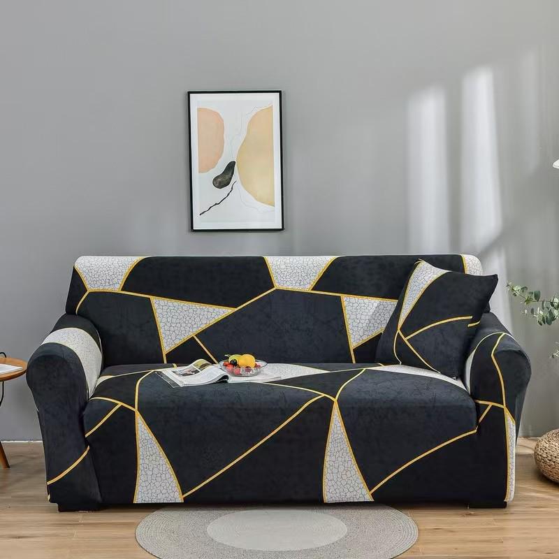 Four Seasons Milk Silk Elastic Sofa Cover - Single/Double Person, All-Inclusive Printed Design