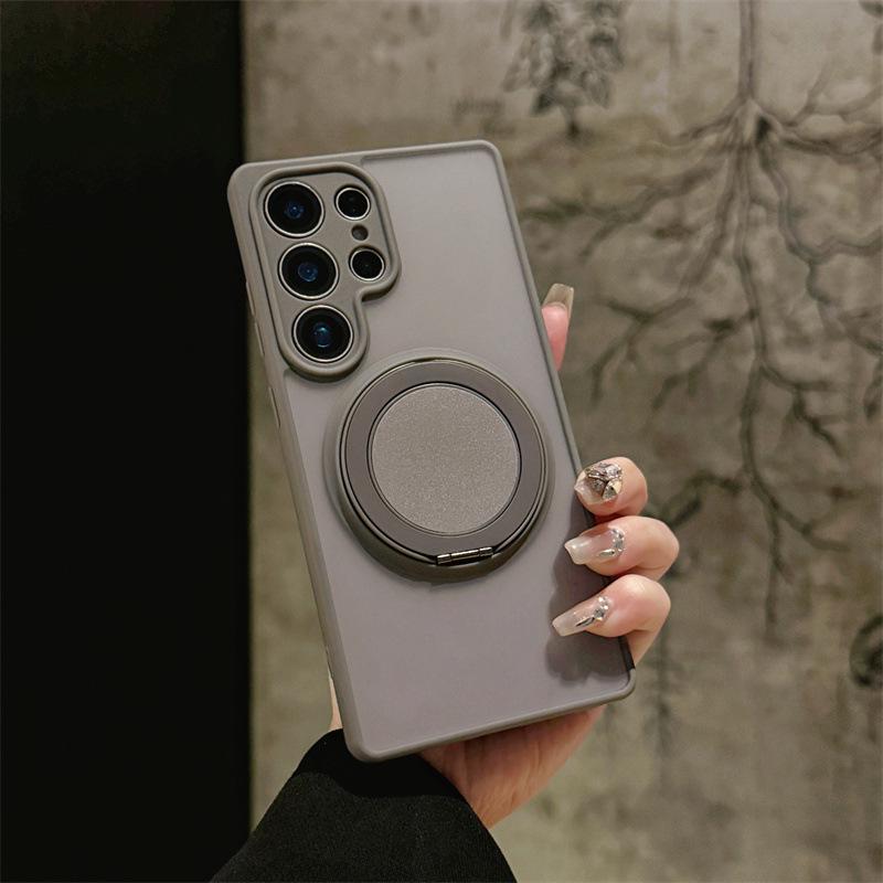 

Samsung S25 Ultra Phone Case with Skin-Feel Texture, 360° Rotating Magnetic Bracket, S24 FE Compatible, Drop-Proof, A56 Model, Cross-Border Design A07 серый