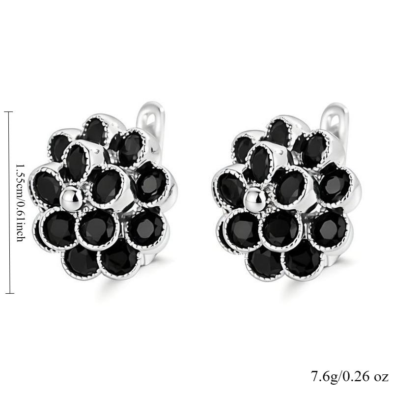 Black Awn Jewelry Black Jewelry Black Stone Flower Hoop Earrings