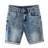 Men's Summer Slim Fit Denim Shorts with Ink-Splashed Print and Diamond Accent