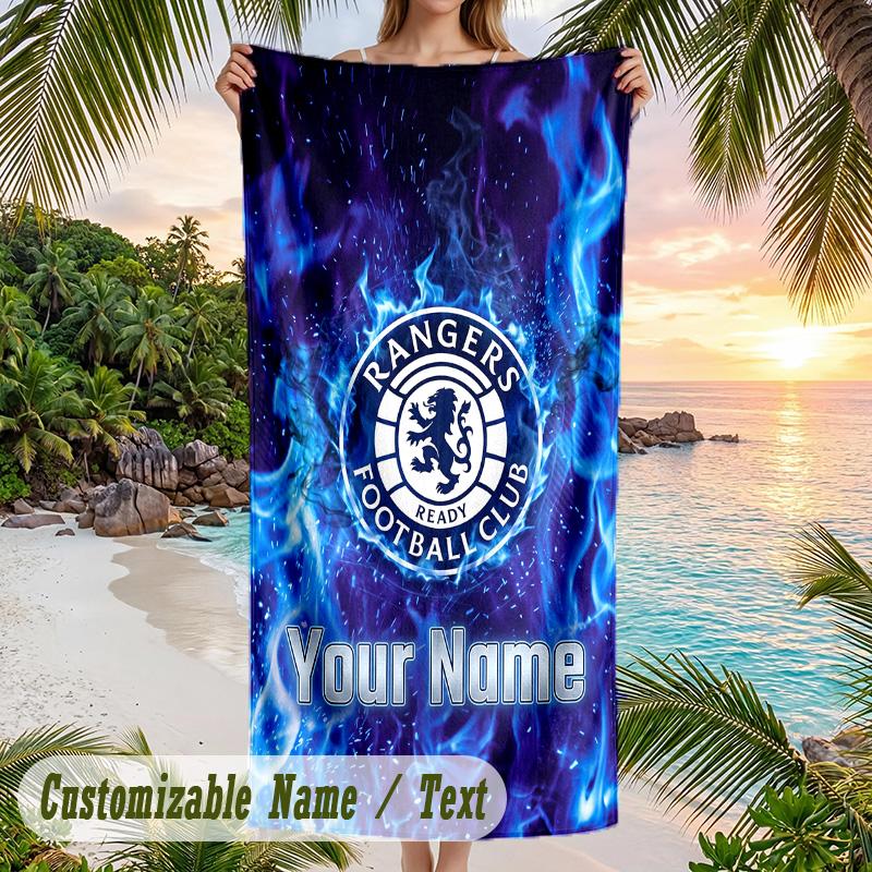 Beach Towel Rangers FC Print Custom Name Text Soft Towel for Swimming Pool