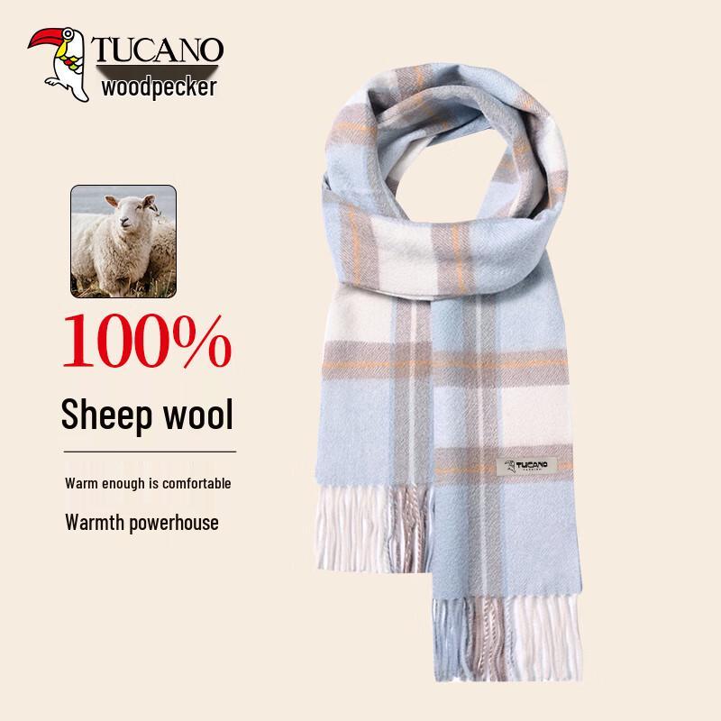 TUCANO Women's Pure Wool Plaid Scarf/Shawl