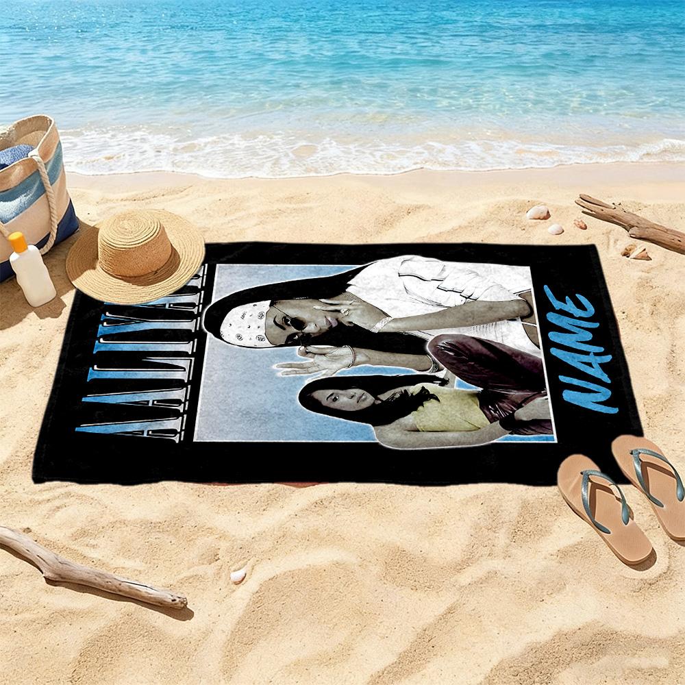 Aaliyah's Fashion Icon Customize Text Beach Towel Super Soft & Absorbent Portable for SwimmingBeachCamping Travel Beach AccessoriesGym