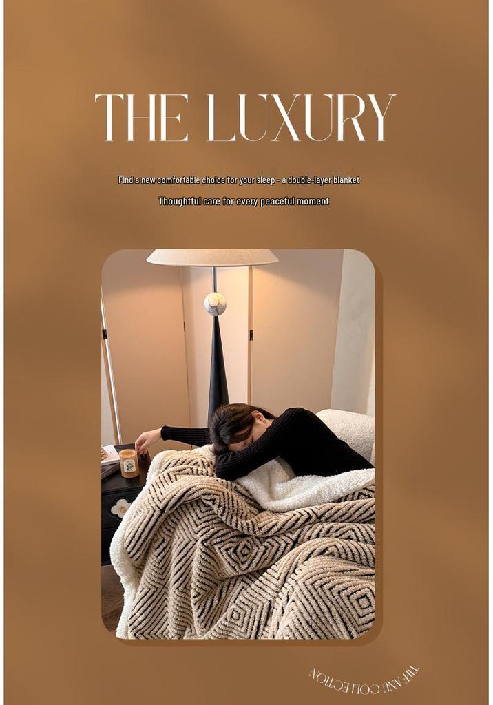 Luxury Warm Fleece Lambswool Double-sided Blanket for Home or Office