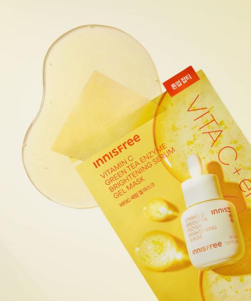 Innisfree Vita C Green Tea Enzyme Brightening Serum Gel Mask 25mL [5-Pack]