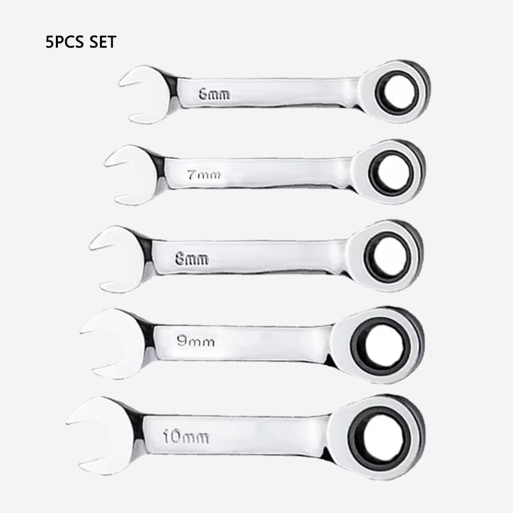 

On-the-go Repairs Silver Ratcheting Wrench Automotive Repair Tools Set Wrench Precision Gear Flexible Head Design
