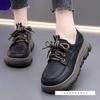 Real Soft Leather Loafers Women's Autumn Platform British Style Single Shoes Heightened Lace-up Soft-soled Small Leather Shoes
