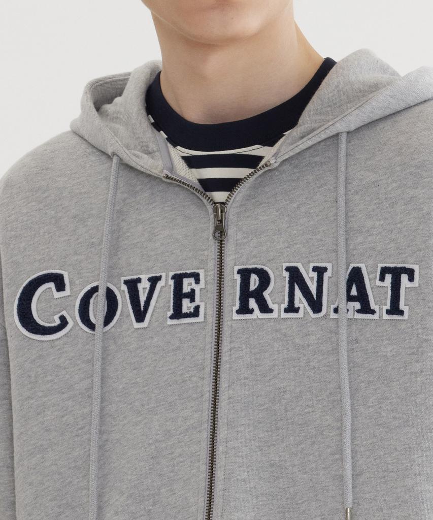 COVERNAT Authentic Logo Zip-Up Hoodie Melange Gray