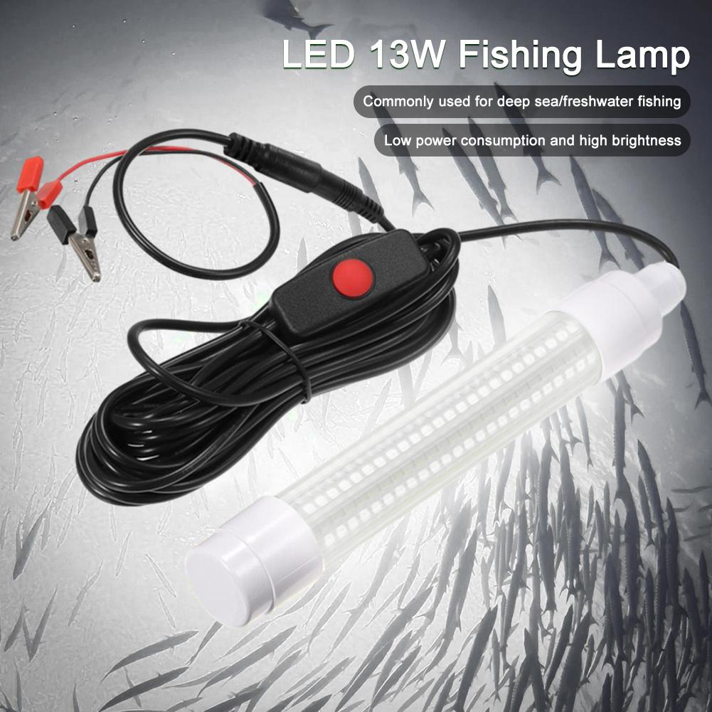 13W LED Fishing Lights DC 12-24V AC 36V-48V Fishing Finder Light Submersible Boat Night Lishing Lamps Attract Squid Krill Light