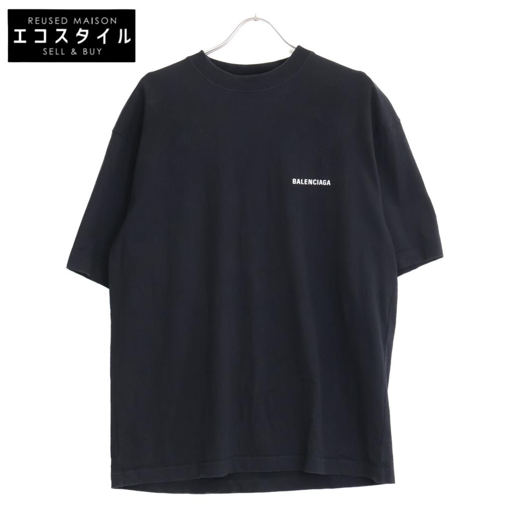 Balenciaga 612966 Unisex Logo Crew Neck T-Shirt Tops S blackUsed