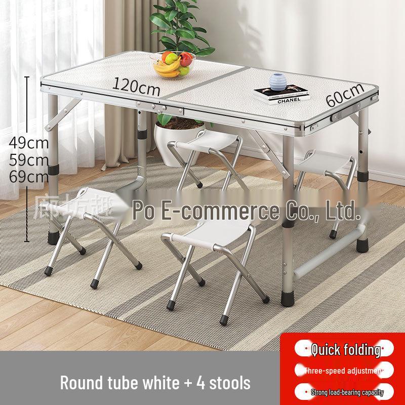 Portable Foldable Aluminum Camping Table and Chairs for Outdoor, Night Market, and Picnic Use