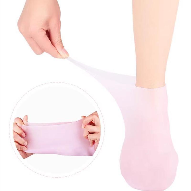 2Pairs Silicone Moisturizing Hand Gloves Foot Socks for Dry Cracked Feet Foot Care Socks Spa Pedicure Socks Massage Moisturizing Gel Gloves