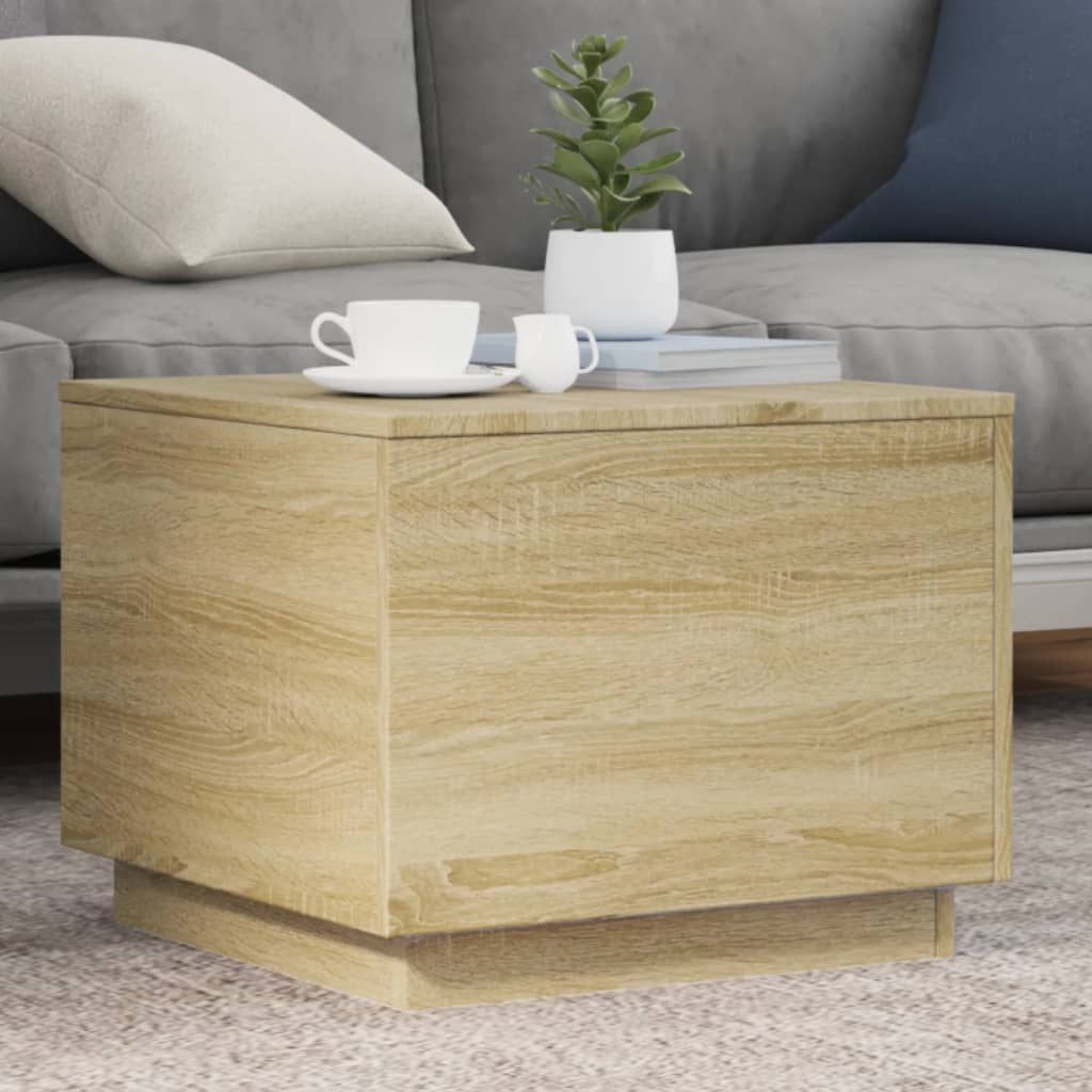 LED Coffee Table In Sonoma Oak 50 X 50 X 40 Cm