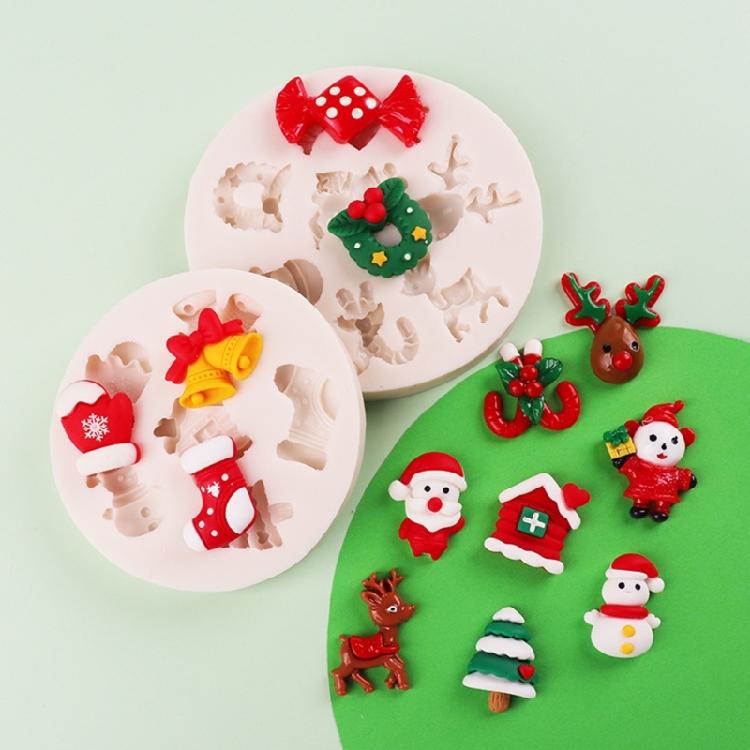 Fondant Cake Decorating Molds Silicone Molds Christmas Santa Chocolate Molds Holiday Dessert Cake Baking Tool Nonstick
