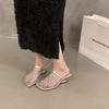 Internet celebrity slope heel mesh bag head half slippers women's shoes wear 2025 new summer breathable sandals