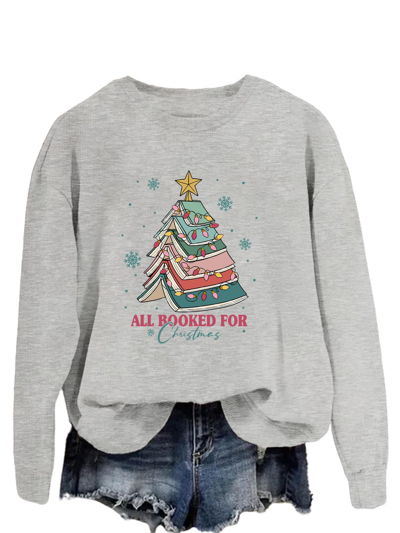 

Christmas Tree & Letter Print Casual Round Neck Sweatshirt M