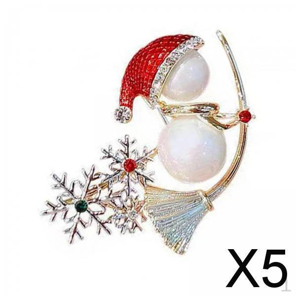 

5x Christmas Brooch Pin Snowman Snowflake Rhinestone Holiday Delicate Fashion Jewelry