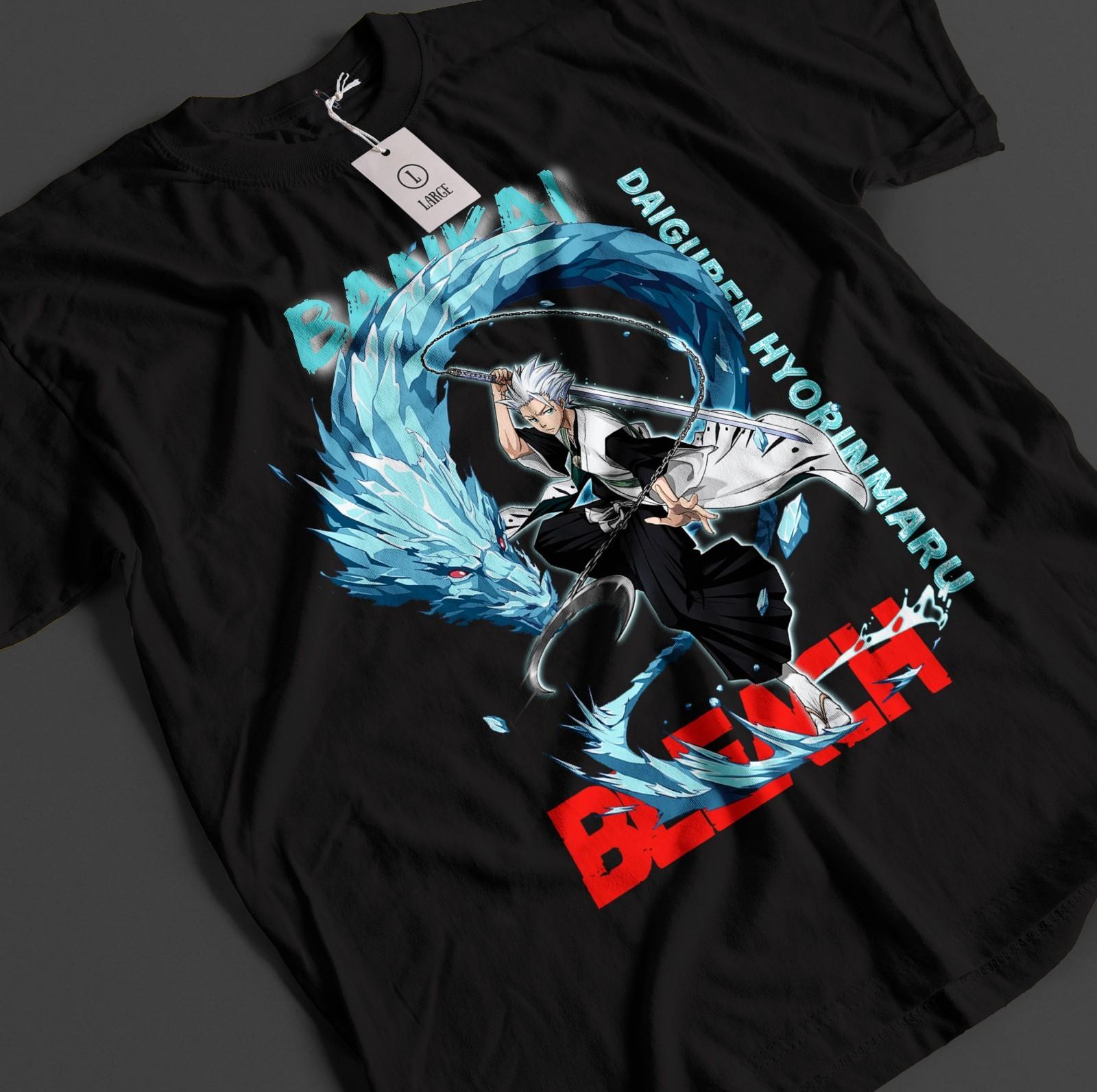 Bleach Anime Shirt Toshiro Hitsugaya T-Shirt Mens Womens Tees Top Ichigo Bankai Top Zaraki Unisex Tee 4XL