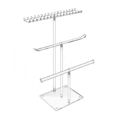 Stylish Sturdy Acrylics Jewelry Display Tower for Necklace and Bracelet Stand with Earring Holders Hanging Ornament