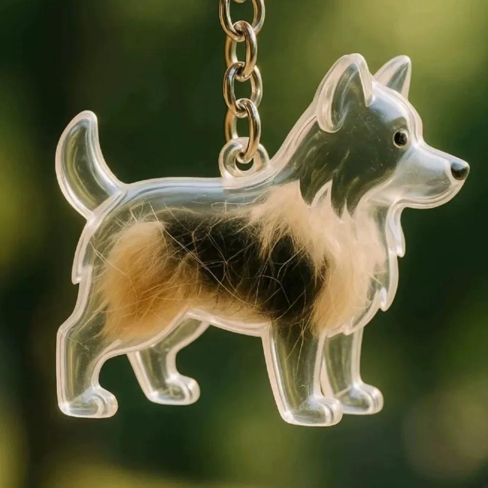 Transparante Acryl Sleutelhanger Kattenhaar Opslag Capsule Handgemaakt Dierenvorm Konijnenhaar Opbergdoos Stijlvol Schattig