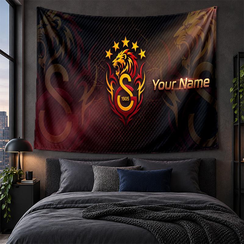 Arazzo Personalizzato da Appendere alla Parete Tessuto con Sfondo Artistico Modello Galatasaray FC