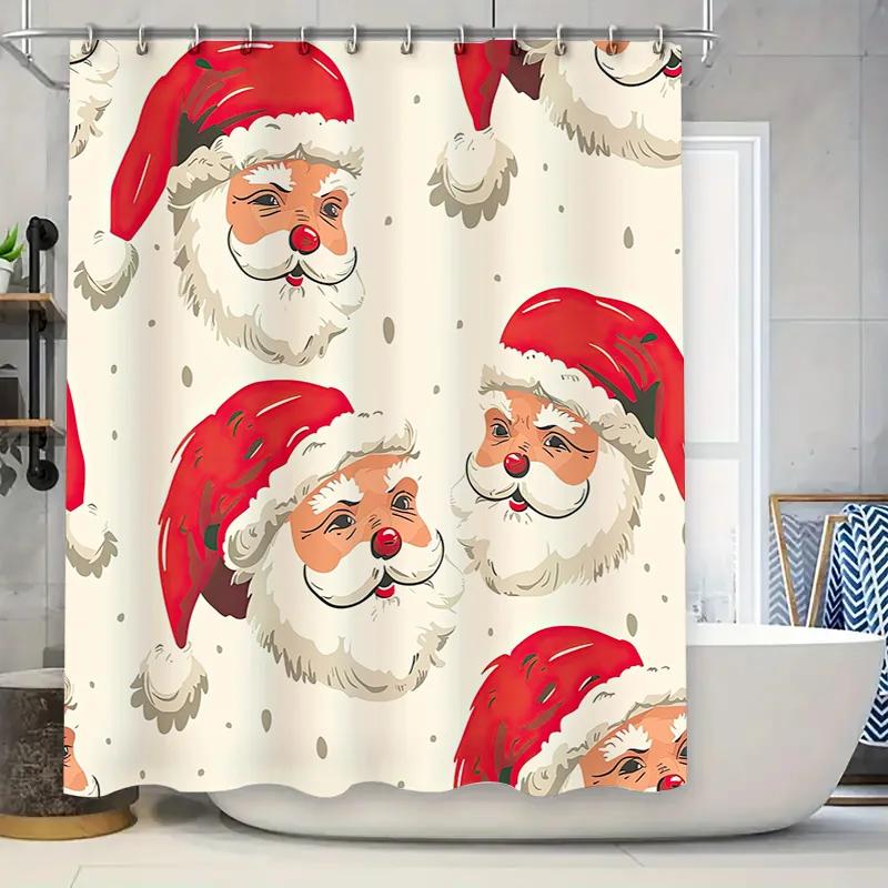 

Christmas Santa Claus Print Shower Curtain Waterproof Decor Bathroom Decoration W60H190(CM)-1 Pcs