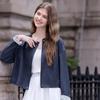 Betu Women's 2025 Autumn Collarless Faux Denim Short Jacket
