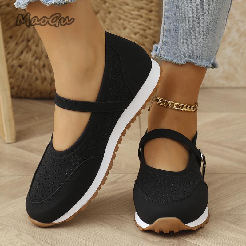 Women's Summer Breathable Casual Shoes Non Slip Comfortable Soft Sole Walking Shoes Woman Lightweight Buckle Strap Flats Sandals