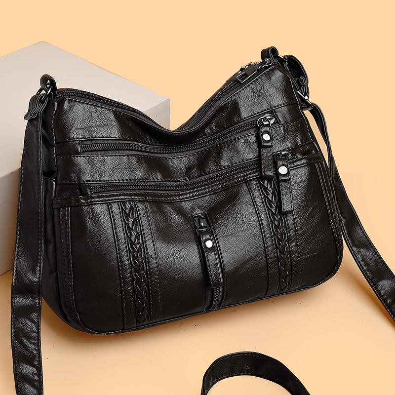 Dámská taška Soft Leather Crossbody Bag Taška přes rameno pro matku středního věku