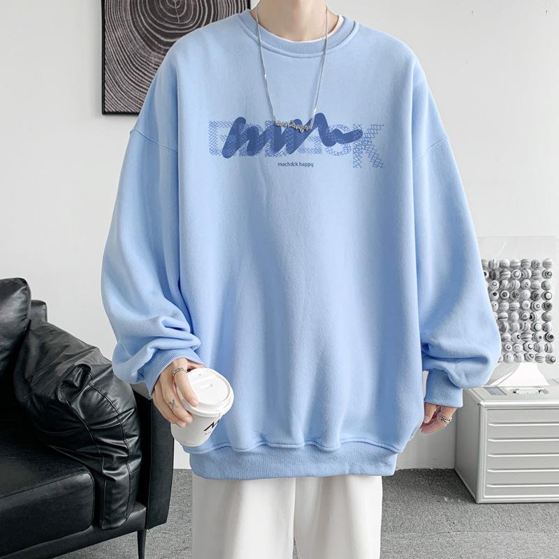 Round Neck Sweatshirt Men's Spring and Autumn New Heavyweight Hooded Top Men's American Trendy Brand Casual Large Size Jacket for Men