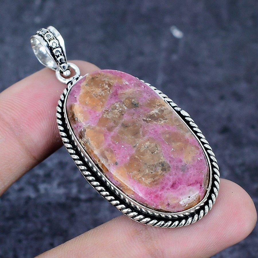 Pink Opal Gemstone 925 Sterling Silver Jewelry Pendant 2.21"