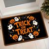 Halloween TRICK OR TREAT Pumpkin Ghost Bat Flannel Mat Home Entrance Door Hallway Anti-Slip Water-Absorbing Foot Mat Kitchen Bathroom Dusting Carpet