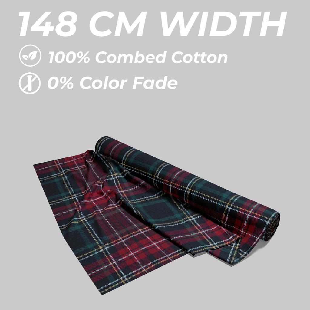Tkanina bawełniana w kratkę w kolorze zielono-czerwonym, 180 GSM, szerokość 145 cm