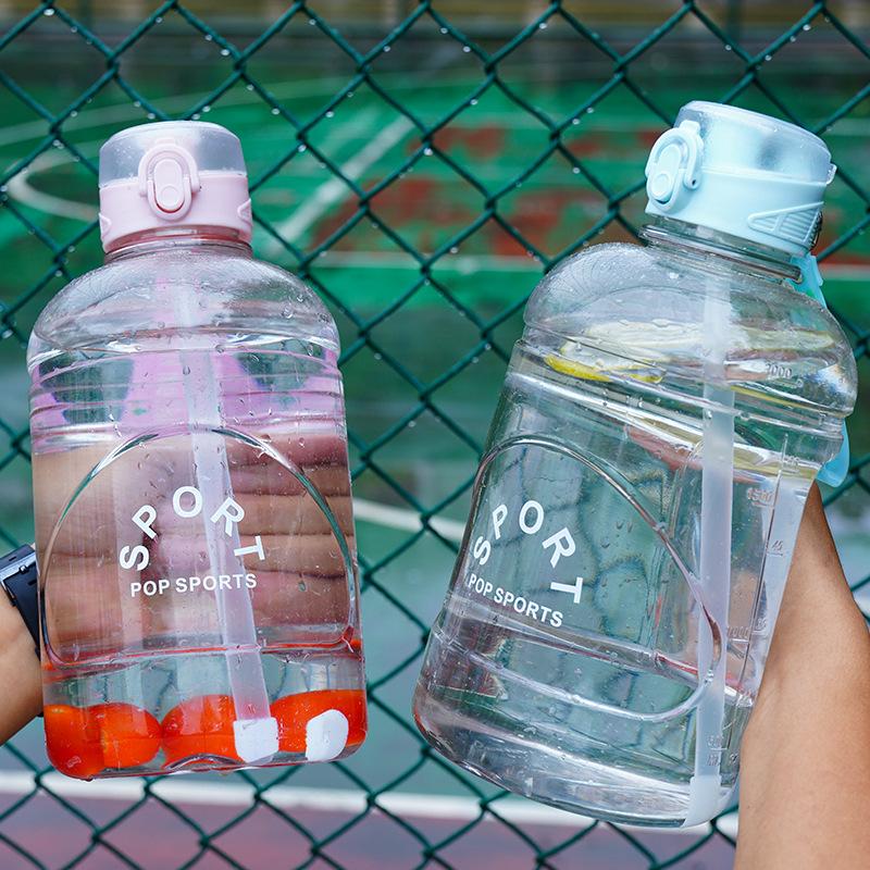 Water Bottle Large Capacity Sports Kettle Men's Fitness Outdoor Space Pot Ton Ton Bucket Sports Pot Straw Plastic Cup
