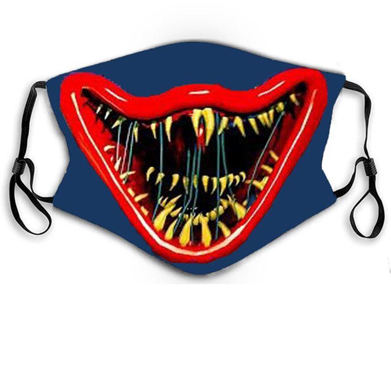 Máscara Facial de Algodão de Halloween Poppy Playtime Huggy Wuggys Para Adultos Ajustável Respirável