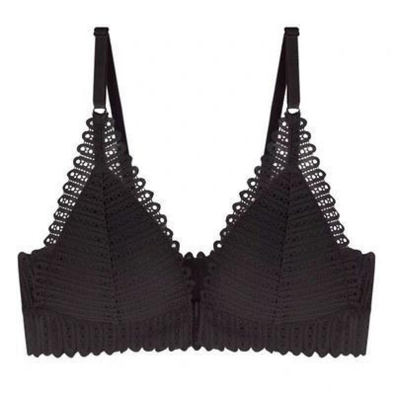 

Lace Triangle Bralette Wireless Unlined See Through Bra For Women 32 чёрный