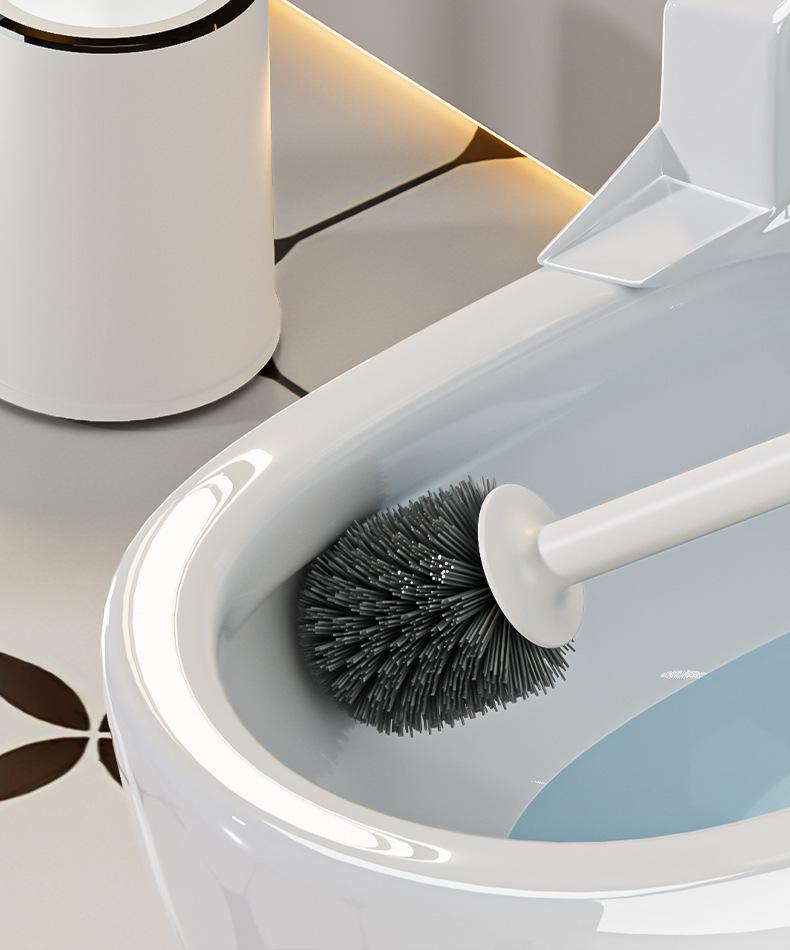 Wall-Mounted Bathroom Toilet Brush Set with Long Handle and Base - New Model for Efficient Cleaning