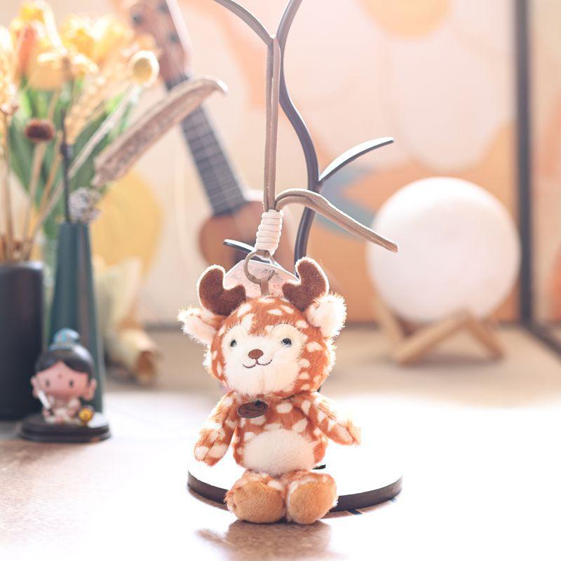 Cute Forest Animal Plush Keychain, Tiger Lion Leopard Giraffe Doll Pendant, Backpack Bag Hanging Ornament Gift
