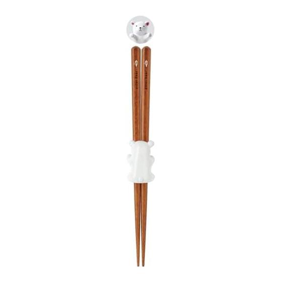 Sunlife Kids Chopsticks & Animal Chopstick Rest Set - Polar Bear (Brown, 18cm)