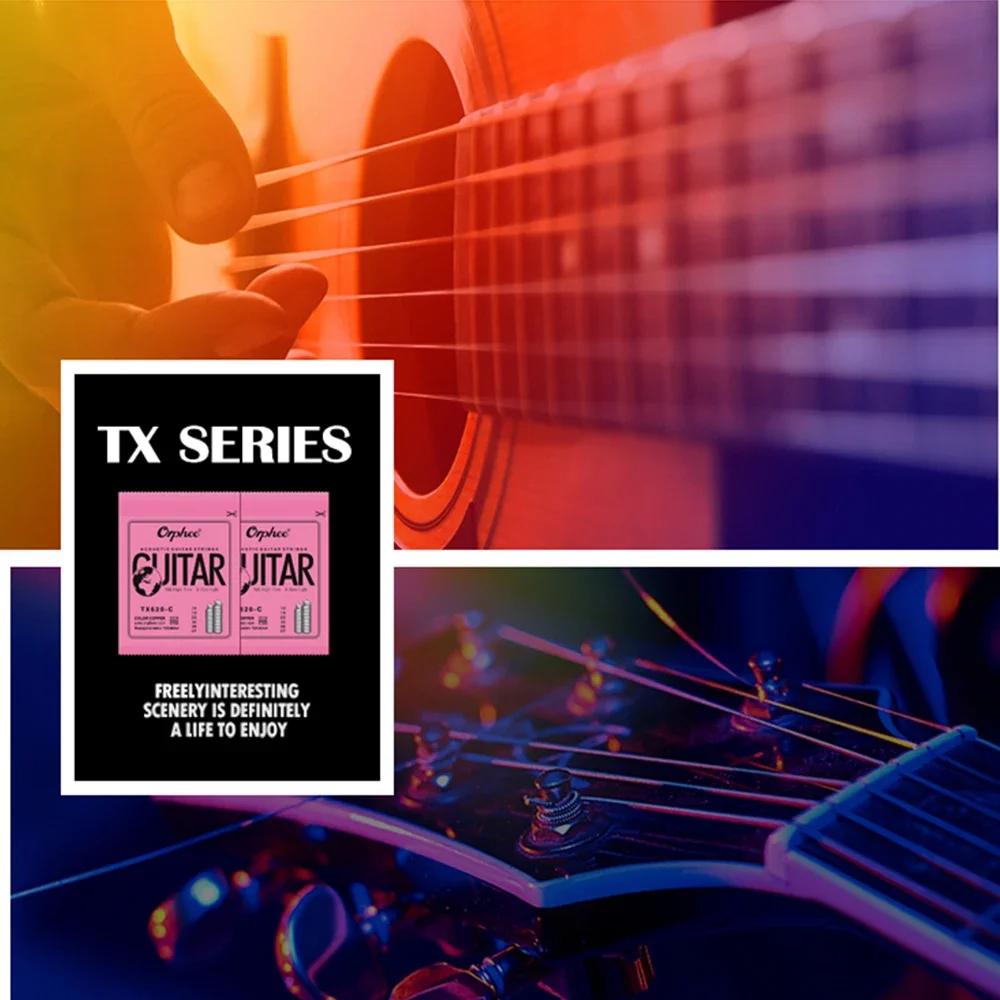 Orphee TX620-C Acoustic Guitar Strings 6 Strings Premium Hexagonal Core Acoustic Guitarra Strings Guitar Parts & Accessory