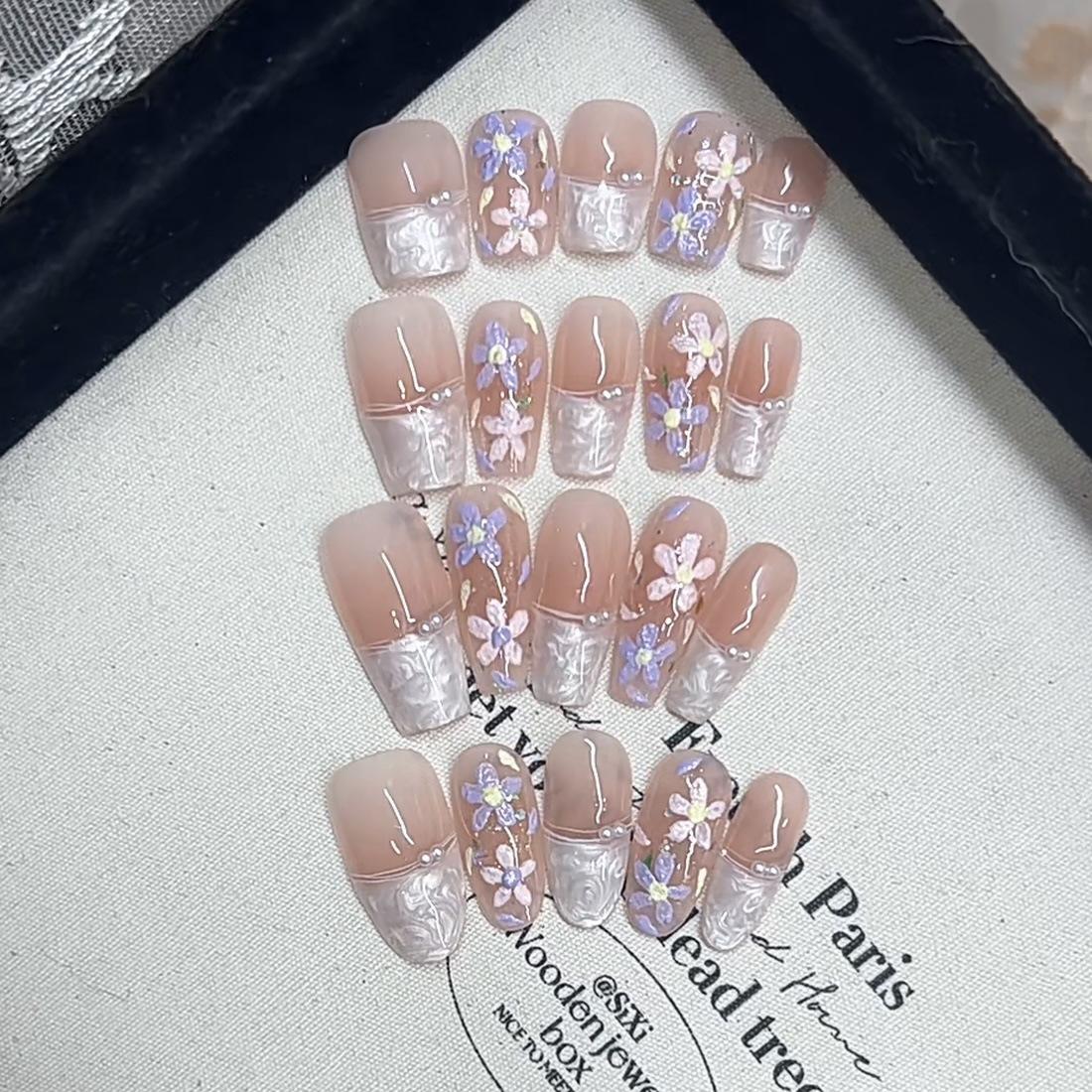 

Hand-made Armor Blush Sweet Pure Silver French Manicure Patch Large L