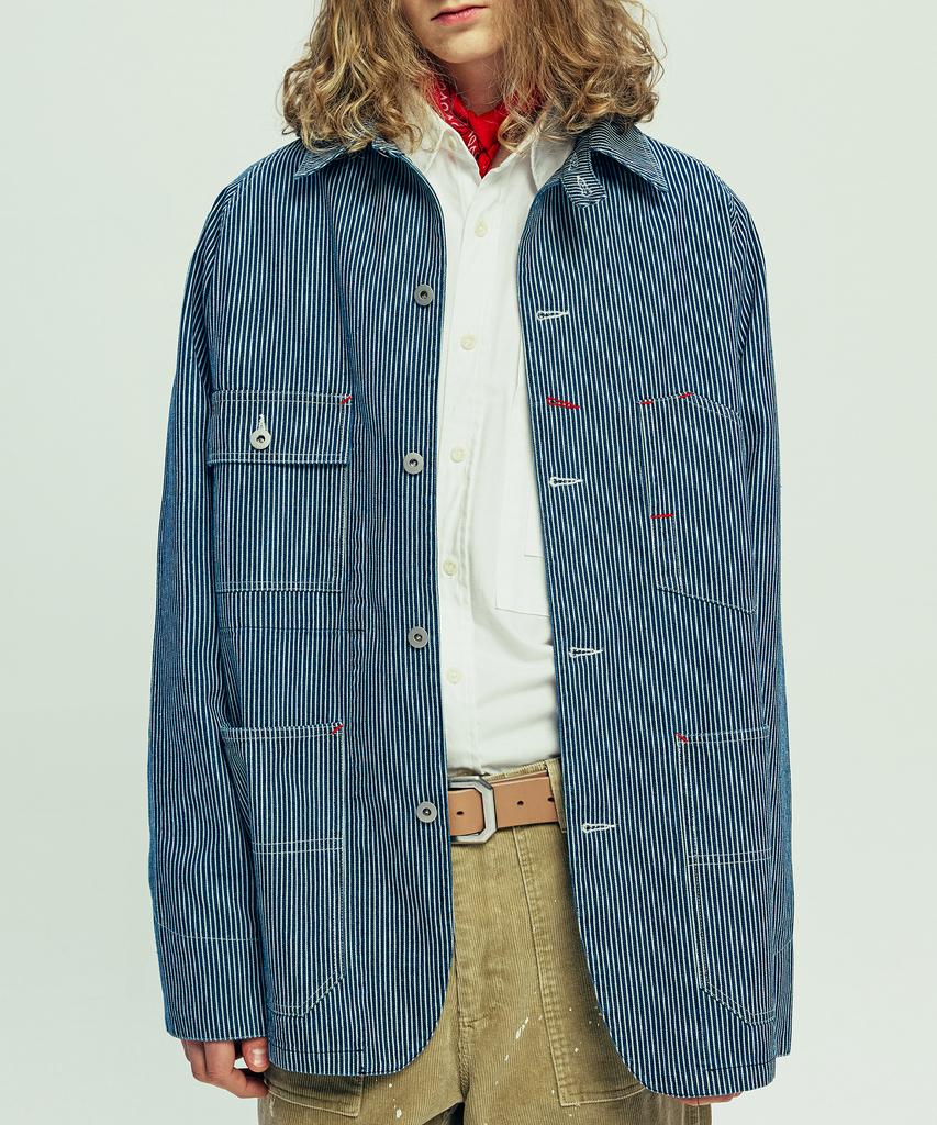 Knd Xau Hickory Chore Jacket Navy Stripe