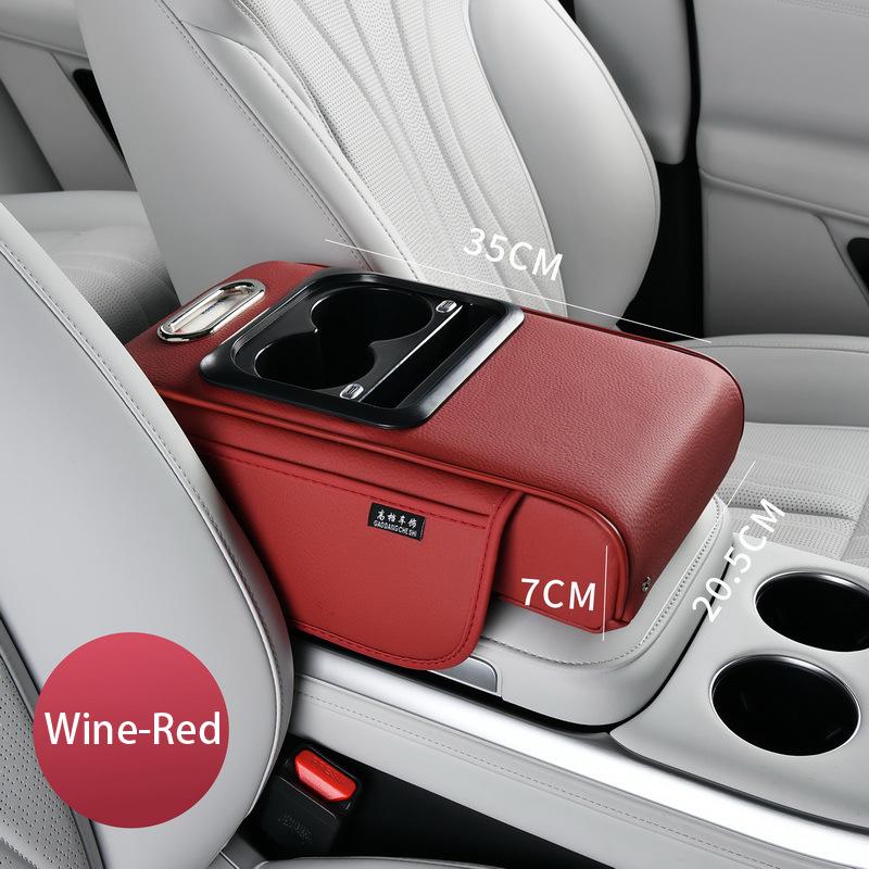 Multi-Function Portcar Armrest Box Booster Pad With Usb Port Car Tissue Box Center Armrest Box Storage With Water Cup Holder